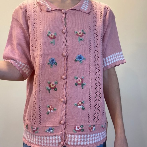 Vintage knit floral embroidered cardigan - Picture 5 of 5